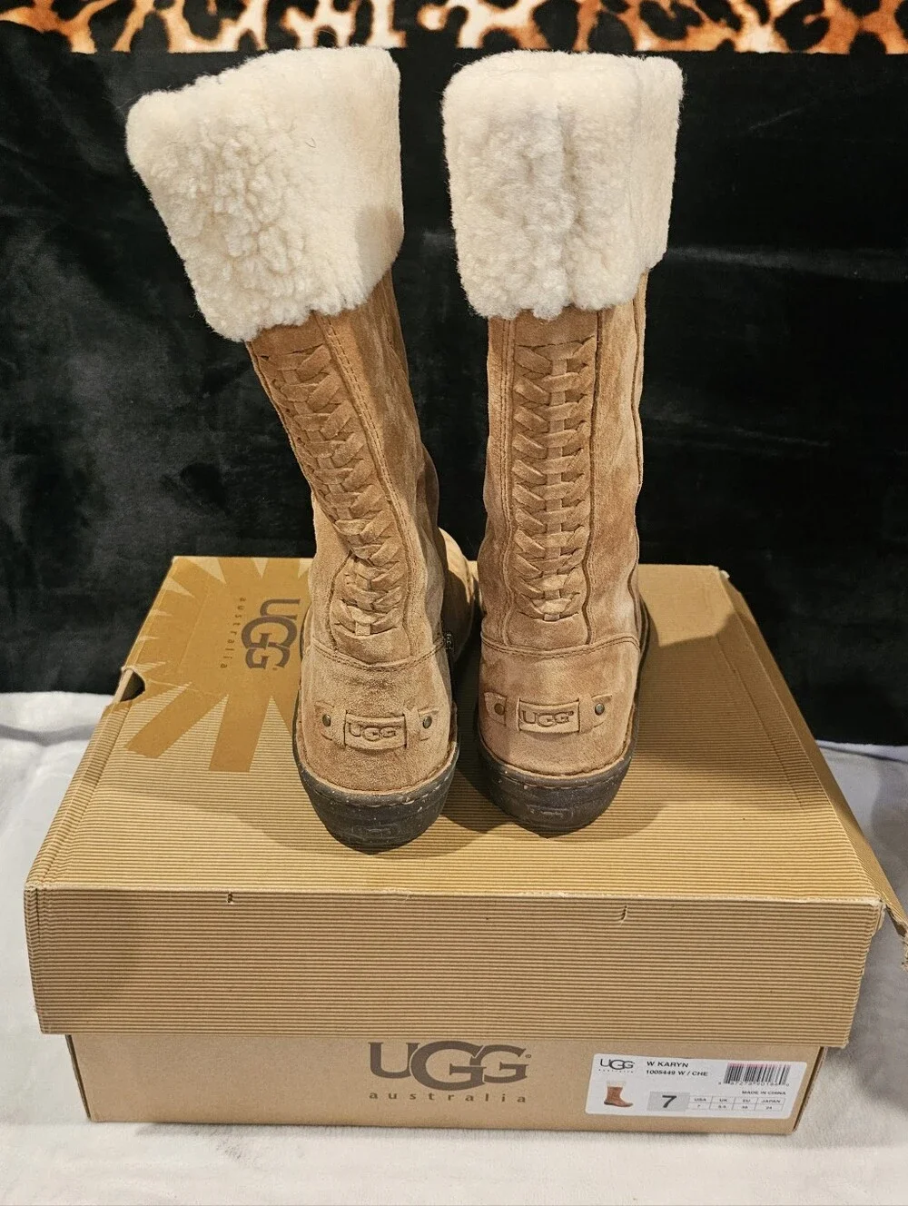 UGG Women's Chestnut Shearling-Trim Suede Knee Boot